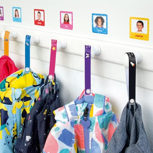 9 Cintas Personalizadas para Colgar Ropa de niños sin Coser. Cierre Permanente (240x15 mm) - Stikets