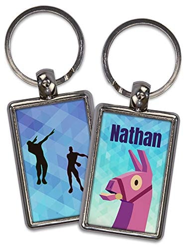 Porte-clés Fornite. Cadeau original pour les geeks. Porte-clés personnalisé. Image sur les deux côtés. Forme rectangulaire. Différents modèles disponibles. Fornite