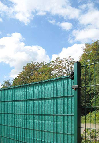 25 Meter Sichtschutz je 500 cm Länge - Verschiedene Höhen - passend für Stabmattenzaun - aus äußerst robusten HDPE Kunststoffgewebe (5x Sichtschutz L 500 cm H 100 cm Grün)