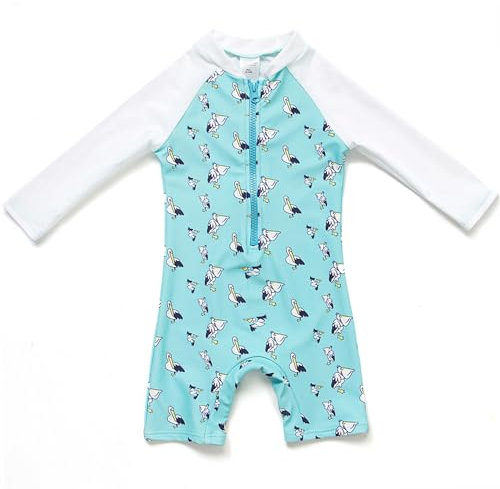 BONVERANO Traje baño bebé protección Solar UPF 50+ Cierre Cremallera (Pelican, 18-24 Meses)