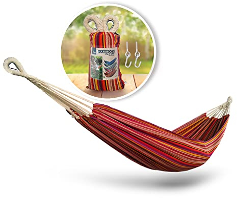 Bliss Hammocks BH-400-TA 101.6 cm breite Hängematte mit handgewebten Seilschlaufen und Aufhängezubehör, für den Außenbereich, Terrasse, Hinterhof, langlebig, 100 kg Kapazität, geröstete Mandel