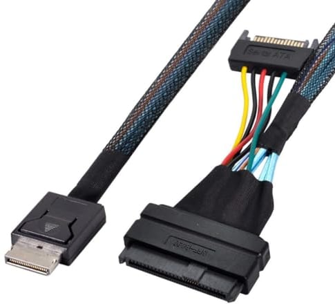 ChenYang CY SFF-8611 Oculink Stecker auf U.2 U.3 SFF-8639 Buchse NVME PCIe PCI-Express SSD Kabel mit SATA Strom für Mainboard SSD 50cm