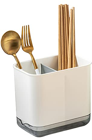 YINENGD Cutlery Racks for Knife Fork Spoon, Drain Holder, Cutlery Holder for Kitchen and Bathroom Storage Plastic PP Tableware Storage Drain Box Sink Cleaning Up (white)
