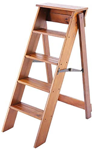 URINGO 5 Schritte Trittleiter Hocker Trittleiter Multifunktions zum Klappen Massivholzstuhl Klappschritte der Heimbibliothek Küche Maxi-Belastung 150kg
