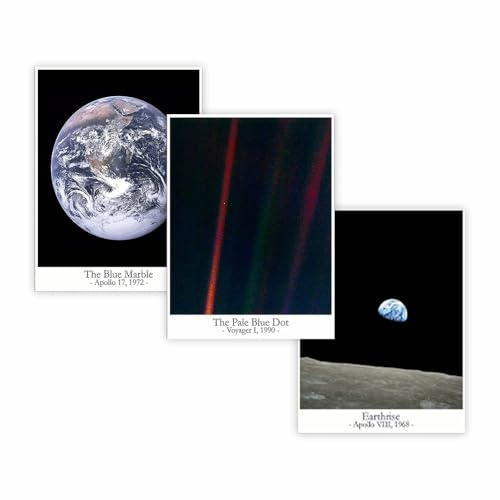 WallBUddy Space Prints | Earthrise Pale Blue Dot and The Blue Marble (20cm x 25cm inch)