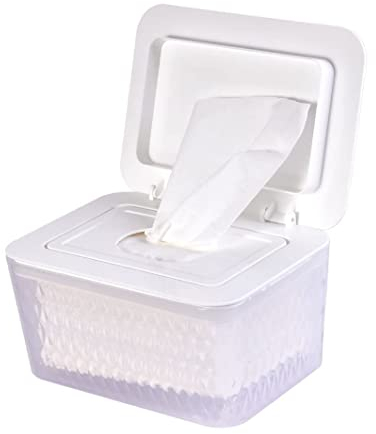 Wipes Holder, Wipes Dispenser with Lid, Pouch with Lid, Baby Wipes Case Keeps Wipes Fresh, Wipe Container Regular Storage Case Box(White,1P)