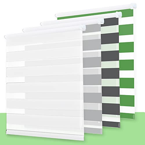Rollo, Rollos für Fenster Doppelrollo ohne Bohren, Doppelrollo Klemmfix ohne Bohren, Rollo ohne Bohren, Doppelrollo ohne Bohren, für Fenster und Türen Weiß 80 x 220cm