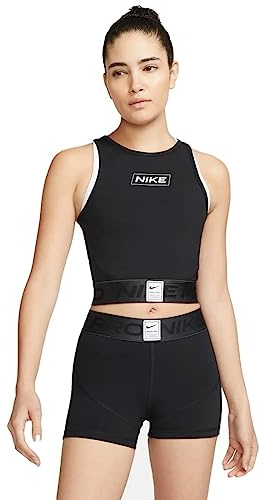 Nike Women's Np Df CRP Gx T-Shirt, Black/Dk Smoke Grey/White, L
