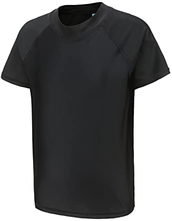 Rash Vest Boys Short Sleeve Swimsuit Kids Swim Top Boys Rash Guard Age 15-16 Years Black