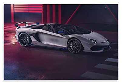 Supercar Poster Lamborghini Aventador Svj Poster Dekorative Malerei Leinwand Wandkunst Wohnzimmer Poster Schlafzimmer Gemälde 60 x 90 cm