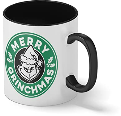 Merry Grinchmas Grinch inspired horror christmas coffee Blanc tasse de café avec jante noire et poignée Mug