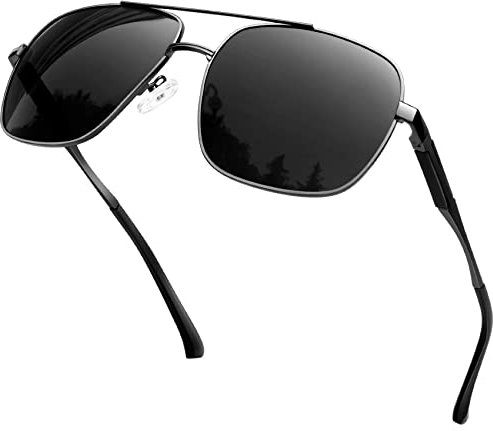 KANASTAL Groß Sonnenbrille Herren und Damen Retro Klassische Polarisiert Sonnenbrille mit Premium Quadratisch Metallrahmen UV400 Schutz, Grau Rahmen Schwarz Gläser