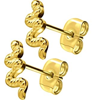 FILANGO 1 Paar Titan Ohrstecker SCHLANGE Ohrring Schmuck Goldfarben