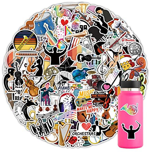 100 Stück Vintage Aufkleber Wasserflaschen Laptop Telefon Gitarre Skateboard Computer Koffer Fahrrad Orchestrale Musik Vinyl Stickers Wasserdicht Ästhetisch Aufkleber für Jugendliche Kinder Erwachsene