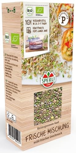 Sperli Keimsprossen Saat Frische Mischung 85027, Keimsprossensaat | Mild-frische Sprossen-Mischung, schnelle Ernte in 3–5 Tagen, für Microgreens & Küche, 200 g, aromatisch