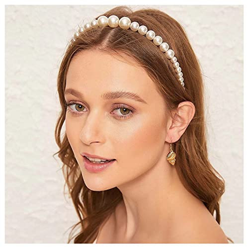 Inilbran Serre-tête Boho Vintage avec Perles Blanches - Cerceau Tressé Accessoires De Cheveux Pour Femmes