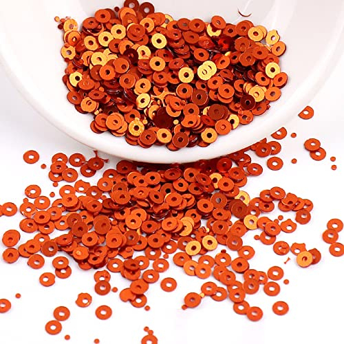 2000 Stück Pailetten kit paietten Pailletten basteln Lose Pailletten Cup Schillernde Spangles für DIY Kunsthandwerk Herstellung Nähen Aufkleben Auffädeln Glänzende Dekorative Hochzeit 4 mm,Orange