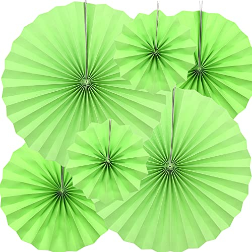 Yosawa 6Pcs Paper Fan Flowers Hanging Paper Fans Decoration for Birthday Wedding Christmas Graduation Theme Party (Green)