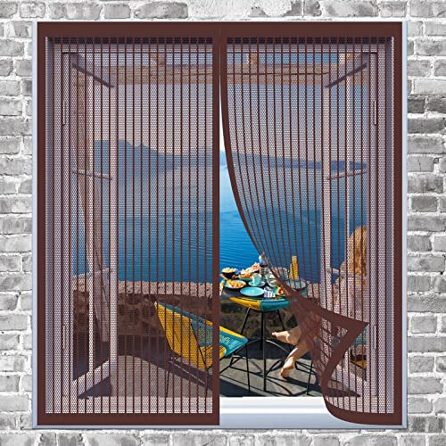 Kit Zanzariera Per Finestra Grande 75 x 60 cm Finestra Zanzariera Trasparente Facile Montaggio Zanzariera Magnetica Porte Zanzariera Porta Finestra, Marrone