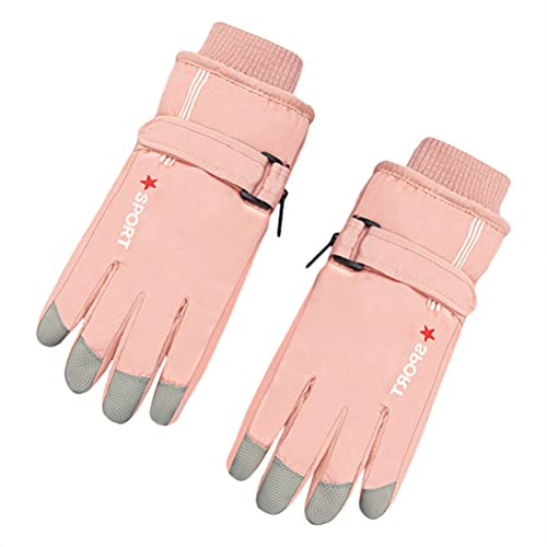 TYTOGE Manoplas para Niños, Guantes de esquí Impermeables Guantes Térmicos Cálidos de Invierno, Guantes de Nieve para Clima Frío para Niños y Niñas (Pink)