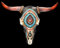 Figuren Shop GmbH Wanddeko Totenkopf Bison mit Western Mosaik 33 cm groß - Relief mit Hörnern | Trophäe Kopf Rind Longhorn Bulle Büffel Schädel Indianer Cowboy USA Deko