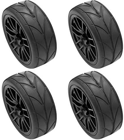 Jvareaty 4 Stuecke 1/10 Gummi Reifen Rc Renn Wagen Reifen Auf Renn Rad Felge Fit Fuer 9068-6081 Rc Auto Teil