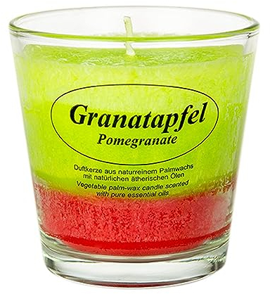 Bütic GmbH 3-farbige Stearin Duftkerzen im Glas, Duft:Granatapfel