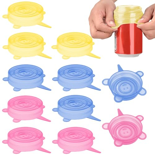 Couvercle pot yaourt confiture conserve 12 pieces ecologiques elastiques reutilisables sans BPA Lavage au lave-vaisselle couvercle pot yaourt la laitiere couvercle pot confiture conserve