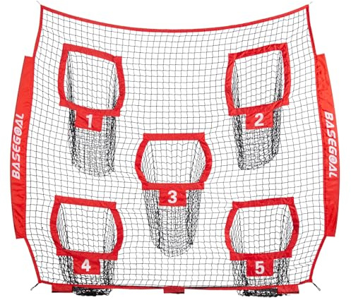 BaseGoal Fußball-Ersatznetz (nur Netz), robust, knotenlos für Fußball-Wurftraining, verbessert QB-Wurfgenauigkeit (2,1 m x 2,1 m, Rot)