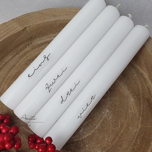 4 Stück Adventskranzkerzen - Stabkerzen eins-zwei-drei-vier