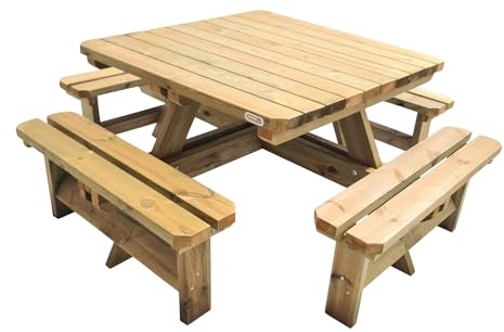 MASGAMES Baltic Picknicktisch | Kapazität für 8 Personen | Autoklav-behandeltes Holz IV | zugelassen für den öffentlichen Gebrauch
