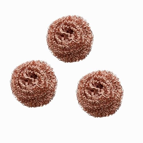 UTTASU 3Pcs Copper Metal Wire Ball Wire Metal Copper Scourer for PADS Heavy Duty Dish Scourers Copper Scouring Pad for Pots Pans Ovens Cleaning Soldering Irons