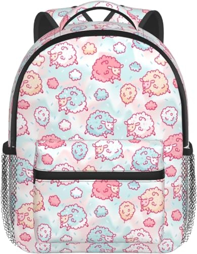 Kinder-Rucksack, niedliches Schaf und Baumwolle, für Jungen, Mädchen, Vorschule, Kindergarten, Schultasche, Kindergarten, Reisetasche mit Brustgurt, 30,5 cm, Süßes Schaf und Zuckerwatte, One size
