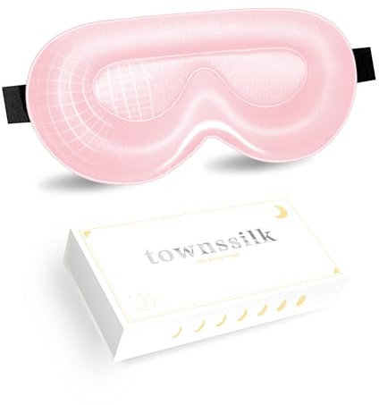townsslik Masque de sommeil 3D, double face, en soie de mûrier luxueuse, n'affecte pas les cils, confortable pour les yeux, bandoulière réglable, rose