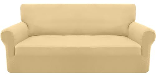 Granbest Stretch-Sofabezug, 3-Sitzer, superweich, Spandex, Sofa-Schonbezug für Hunde, Haustier, Couchbezug, Möbelschutz mit elastischer Unterseite (3-Sitzer, Aprikosengelb)