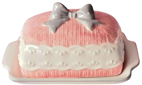 TYMYYS Beurrier Céramique Avec Couvercle Rose, 19 × 12.5 × 11.5cm Boite Dessert Assiette Beurre Porcelaine-Rose-7.5pouce, FK2BCC2222BI22C