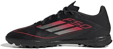 adidas Unisex F50 League Football Boots Turf, Core Black/Iron Metallic/Lucid Red, 10 UK