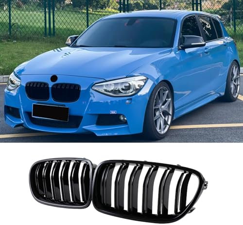 Haoyijiahui F20 F21 - Rejilla de Radiador Doble Negro para BMW Serie 1 F20 F21, Año 2011-2014, Parrilla de Riñones Negra Premium(For 1er F20 2011-2014)