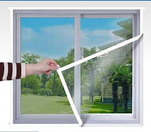 Mosquitera autoadhesiva para ventana, 60 x 60 cm, con cinta adhesiva de gancho, se ajusta a múltiples ventanas