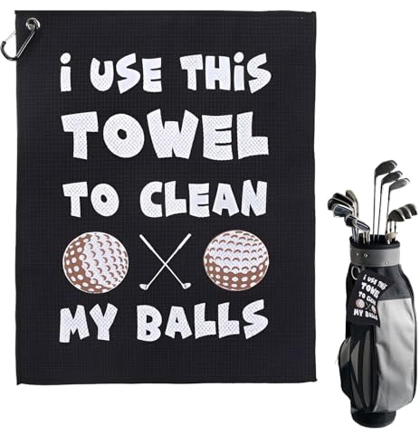 Eophmi Golf Towels for Golf Bags with Clip,1 Pcs Golf Cleaning Towel,Funny Golf Towels for Men Women,Microfibre Golf Towel,i Use This Towel to Clean My Balls Personalised Golf Towel