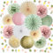 Party Deko Salbeigrün Rosa Seidenpapier Pompoms Papierfächer Papierlaterne Grün Rosa Konfetti Tischdeko für Geburtstags Babyparty Hochzeit Party Dekorationen