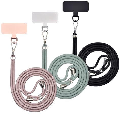 Cordon universel pour téléphone portable, autocollants métalliques pour téléphone portable, cordes réglables, bretelles ou bretelles pour libérer les mains., 3 or rose, vert matcha, noir, Taille