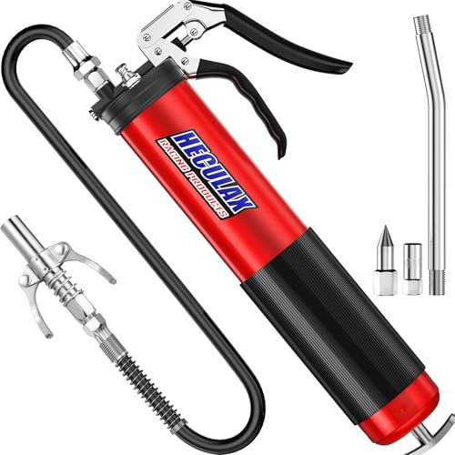 Bravex Fettpresse mit Pistolengriff, robust, professionell, 6000 PSI mit Schnellverschluss-Kupplung, 45,7 cm Flexschlauch, Rot