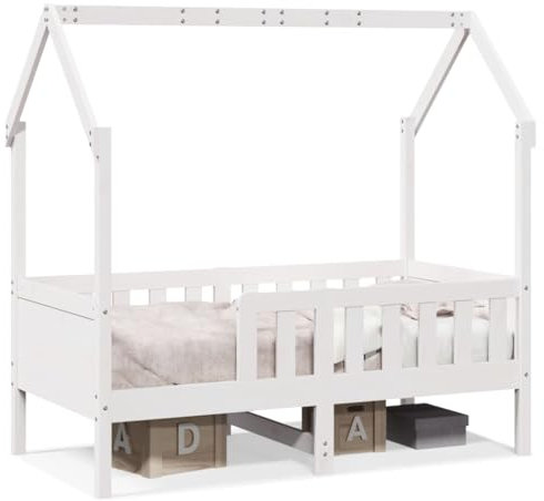 Kangmusi Kinderbett Hausbett 70x140 cm Massivholz Kiefer, 850714