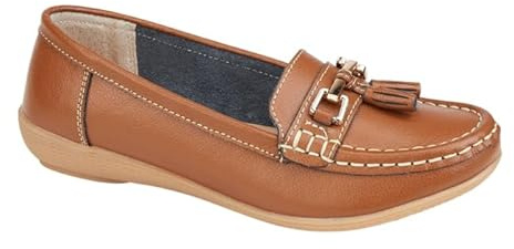 Jo & Joe Ladies Wide Fit Flat Leather Tassel Moccasins Loafer Nautical Shoe Plimsole Pumps Womens