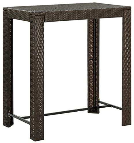 Outdoor Bartisch braun Poly Rattan Gartentisch 100x60,5x110,5cm