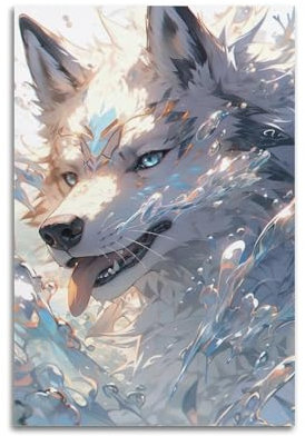 GJDYMX Anime-Poster, Anime, Spritzen, niedlicher Wolf, dekoratives Gemälde, Leinwand, Wandposter und Kunstdruck, moderne Familienschlafzimmer-Dekoration, Poster, 60 x 90 cm