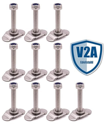 10x Schraubfitting Airlineschiene EDELSTAHL V2A M8x50 Endbeschlag für Zurrschienen Fitting Verschraubung Airline