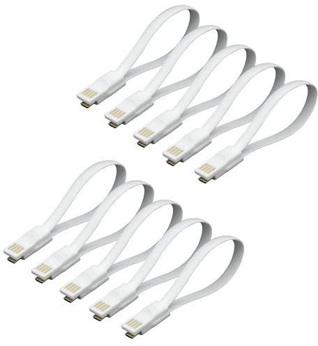 USB to Micro USB Cable 0.2M (10-Pack), Magnetic Short Micro USB to USB Cable, Foldable USB Micro Cable, Micro USB Charger Cable for Samsung Galaxy S7 S6 S5, Nexus, LG, PS4, HTC, Xbox, Kindle and More