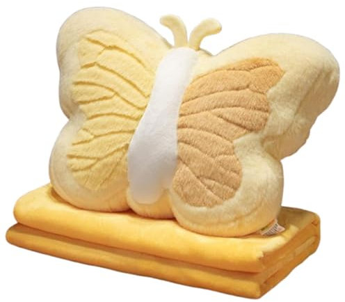 Kuschelkissen Schmetterling Kissen,Kreative Flauschige Kissen Dekokissen, Schön Schmetterling Kissen, Weicher Bequemer Schmetterling Plüsch, Aesthetic Dekokissen Sofakissen (Gelb)